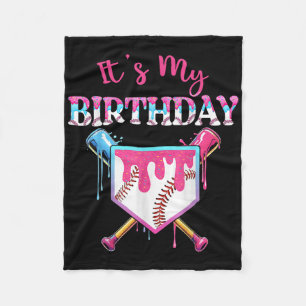 Baseball Drip Birthday Girl Funny Birthday Home Pl Fleece Blanket