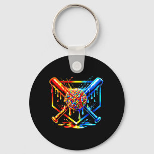 Baseball drip boy Baseball ice Cream Kids Lover Key Ring