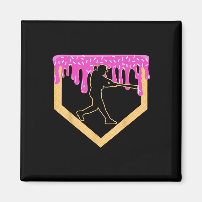 Baseball Drip Boy Home Plate Ice Cream Youth Baseb Magnet (Front)