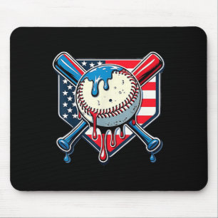 Baseball Drip Boy Ice Cream Patriotic American Fla Mouse Mat