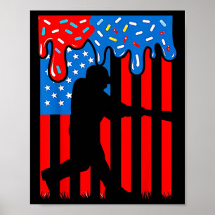 Baseball Drip Boys Dripping Ice Cream 4th July Ame Poster