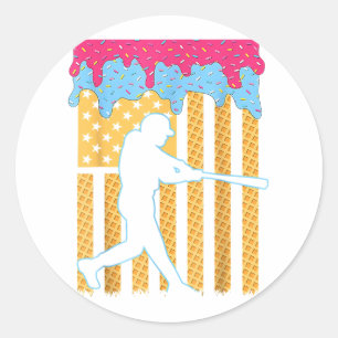 Baseball Drip Boys Dripping Ice Cream Baseball Ame Classic Round Sticker
