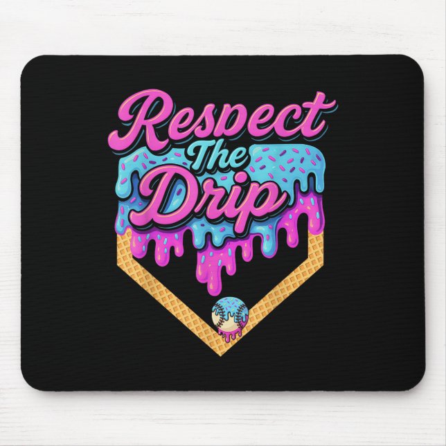 Baseball Drip Boys Home Plate Ice Cream Respect Th Mouse Mat (Front)