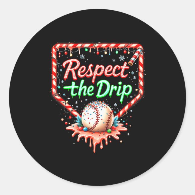 Baseball Drip Boys Ice Cream Christmas Youth Respe Classic Round Sticker (Front)