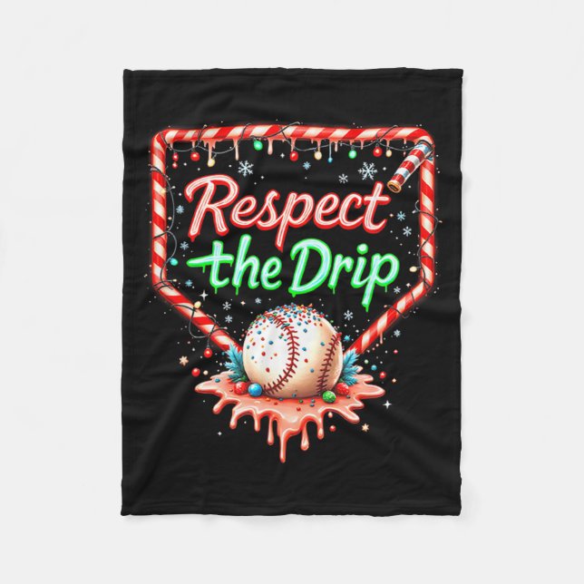 Baseball Drip Boys Ice Cream Christmas Youth Respe Fleece Blanket (Front)