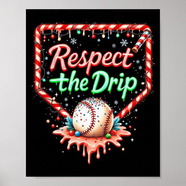 Baseball Drip Boys Ice Cream Christmas Youth Respe Poster (Front)