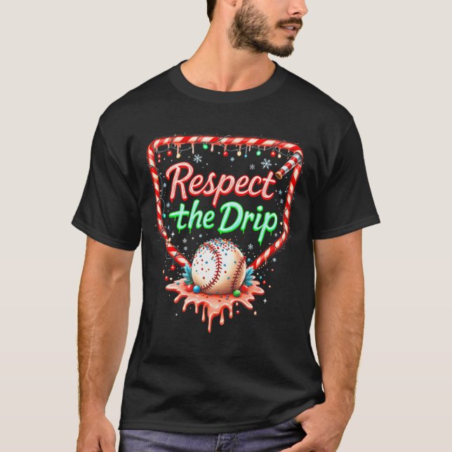 Baseball Drip Boys Ice Cream Christmas Youth Respe T-Shirt (Front)
