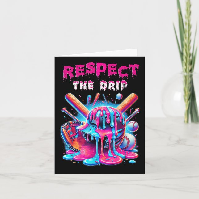 Baseball Drip Boys Ice Cream Drip Youth Respect Th Card (Front)