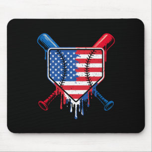 Baseball Drip Boys Ice Cream Patriotic American Fl Mouse Mat
