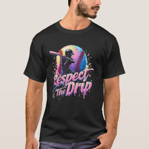 Baseball Drip Boys Men Ice Cream Player Respect Th T-Shirt