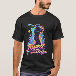 Baseball Drip Boys Men Ice Cream Player Respect Th T-Shirt