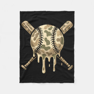 Baseball Drip Camo Baseball Bats Boys Sports Cool Fleece Blanket