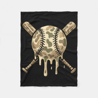 Baseball Drip Camo Baseball Bats Boys Sports Cool  Fleece Blanket