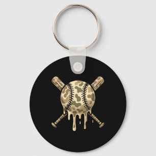 Baseball Drip Camo Baseball Bats Boys Sports Cool Key Ring
