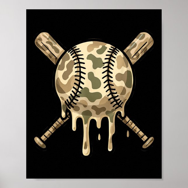 Baseball Drip Camo Baseball Bats Boys Sports Cool  Poster (Front)