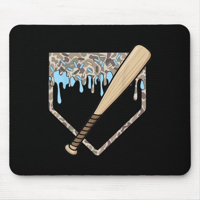Baseball Drip Camo Baseball Home Plate Bat Boys Sp Mouse Mat (Front)