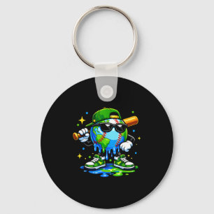 Baseball drip earth day ice cream sport youth boy key ring