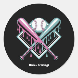 Baseball Drip For Boys Ice Cream Bat – Cool Youth  Classic Round Sticker