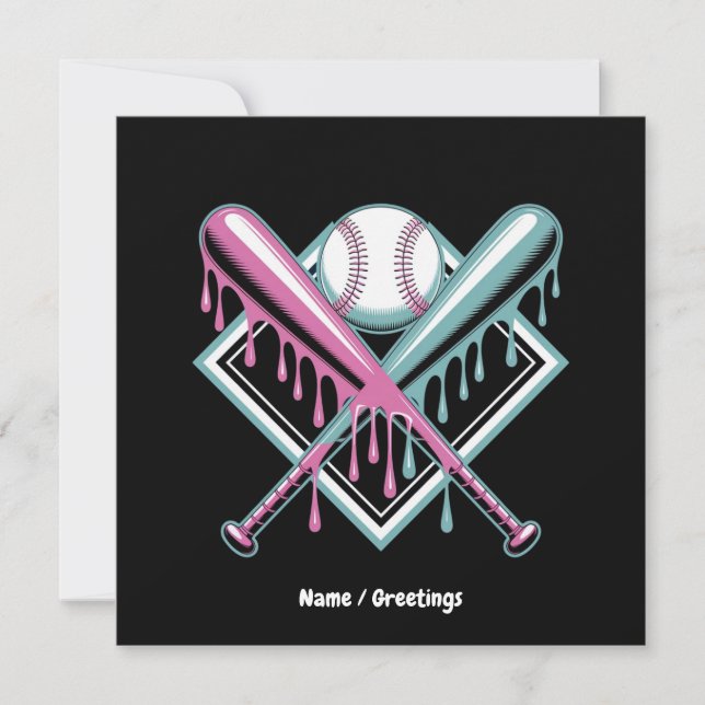 Baseball Drip For Boys Ice Cream Bat – Cool Youth  Invitation (Front)