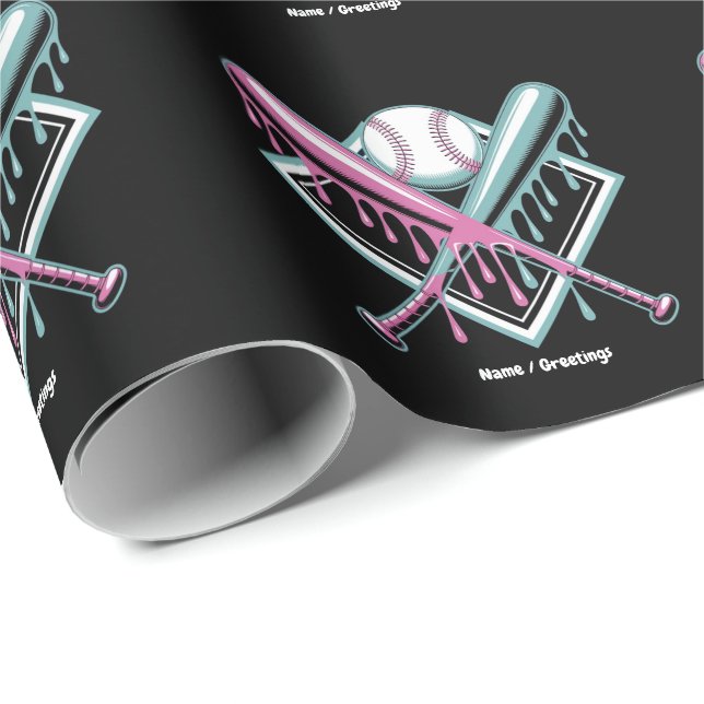 Baseball Drip For Boys Ice Cream Bat – Cool Youth  Wrapping Paper (Roll Corner)