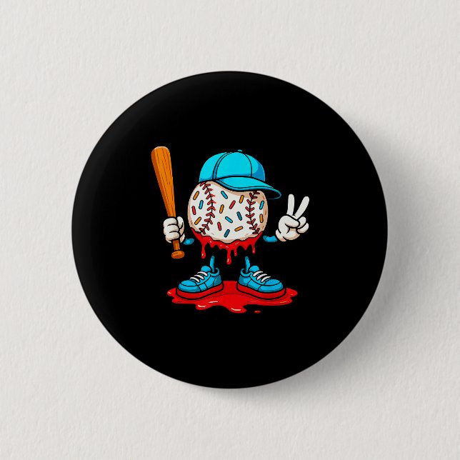 Baseball Drip For Boys Ice Cream Drip Baseball  6 Cm Round Badge (Front)