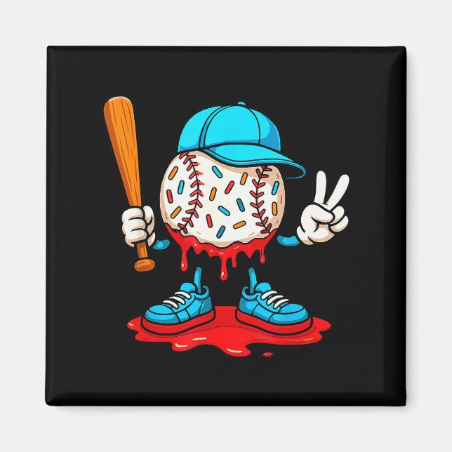 Baseball Drip For Boys Ice Cream Drip Baseball  Magnet (Front)
