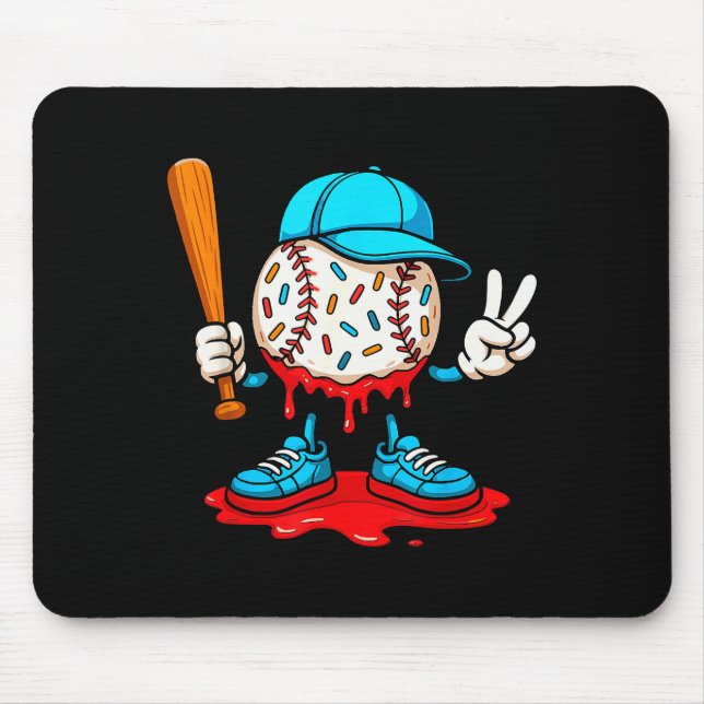Baseball Drip For Boys Ice Cream Drip Baseball  Mouse Mat (Front)