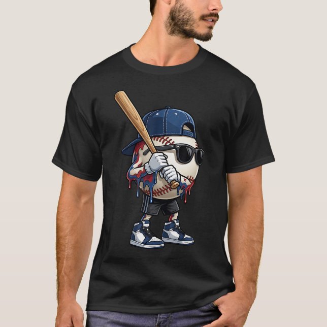Baseball Drip For Boys Ice Cream Drip Baseball T-Shirt (Front)
