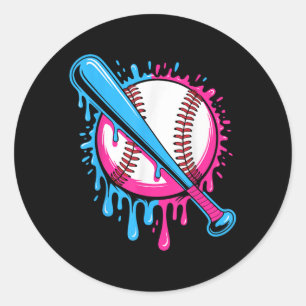 Baseball Drip For Boys Ice Cream Drip Youth Boys B Classic Round Sticker