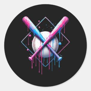 Baseball Drip For Boys Ice Cream Drip Youth Boys B Classic Round Sticker
