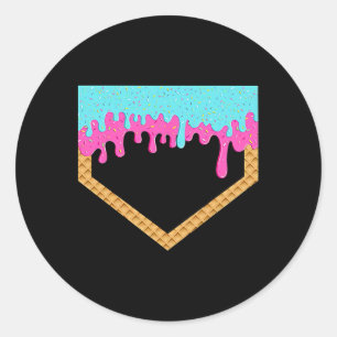 Baseball Drip For Boys Ice Cream Drip Youth Home P Classic Round Sticker