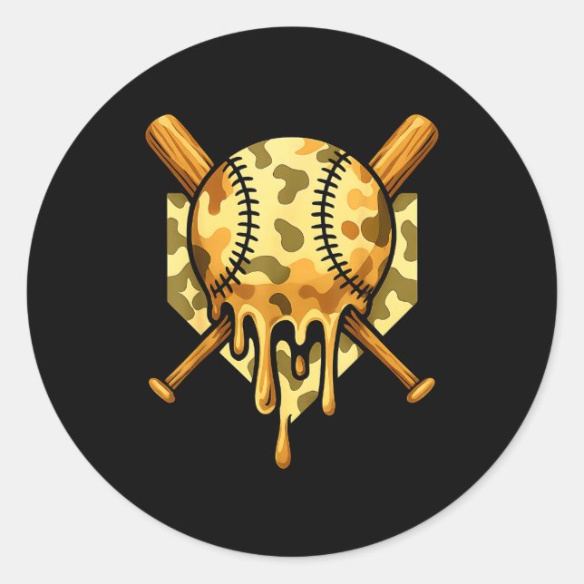Baseball Drip For Boys Ice Cream Dripng Boys Baseb Classic Round Sticker (Front)