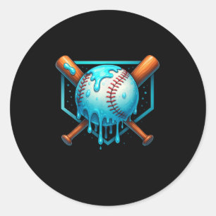Baseball Drip For Boys Ice Cream Dripping Youth Ba Classic Round Sticker