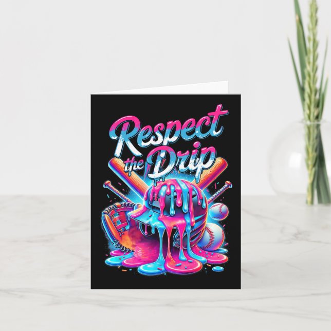 Baseball Drip For Boys Ice Cream Respect The Drip  Card (Front)