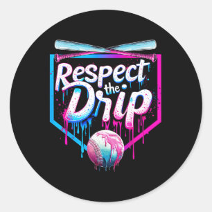 Baseball Drip For Boys Men Ice Cream Drip Respect  Classic Round Sticker