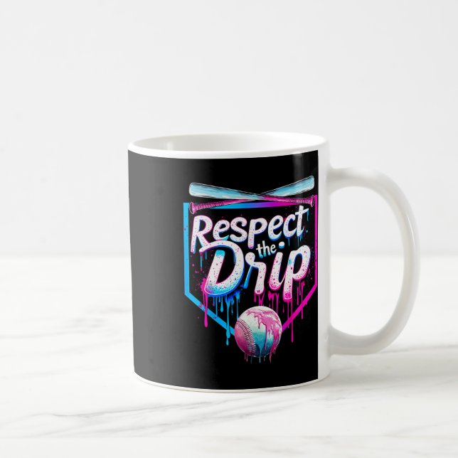 Baseball Drip For Boys Men Ice Cream Drip Respect  Coffee Mug (Right)