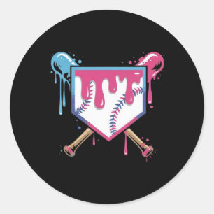 Baseball Drip For Men Women Ice Cream Drip Boys Ba Classic Round Sticker