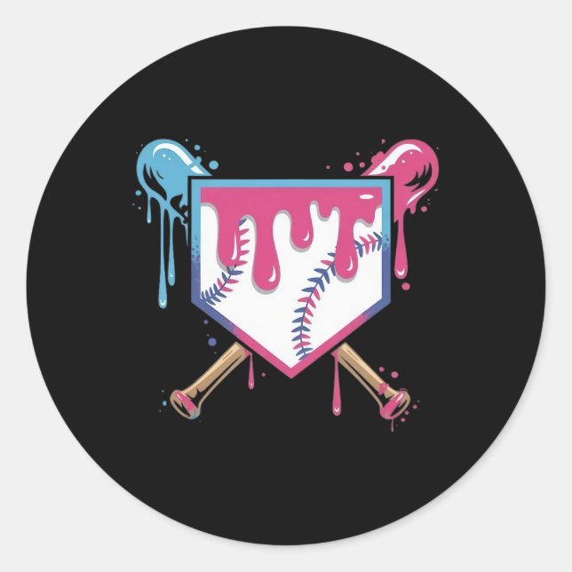 Baseball Drip For Men Women Ice Cream Drip Boys Ba Classic Round Sticker (Front)