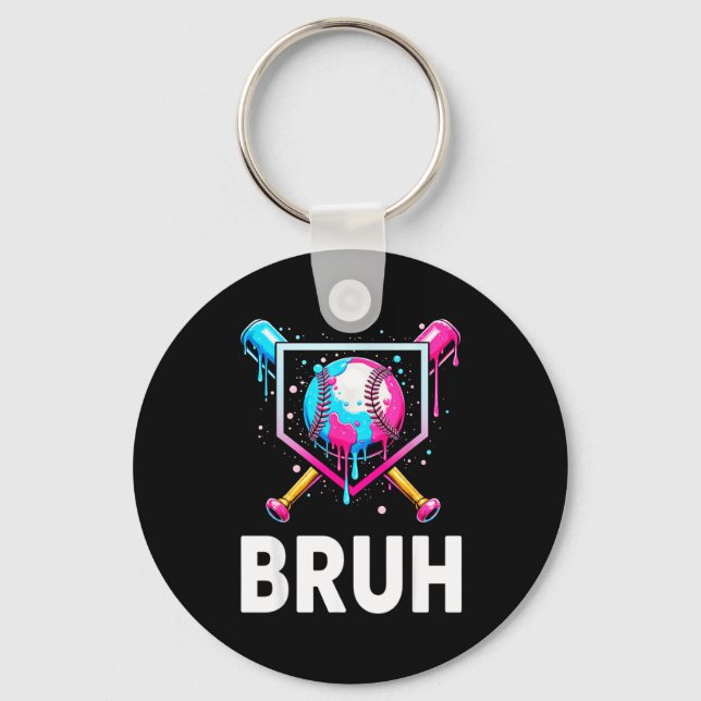 Baseball Drip Funny Bruh Ice Cream Dripng Matching Key Ring (Front)