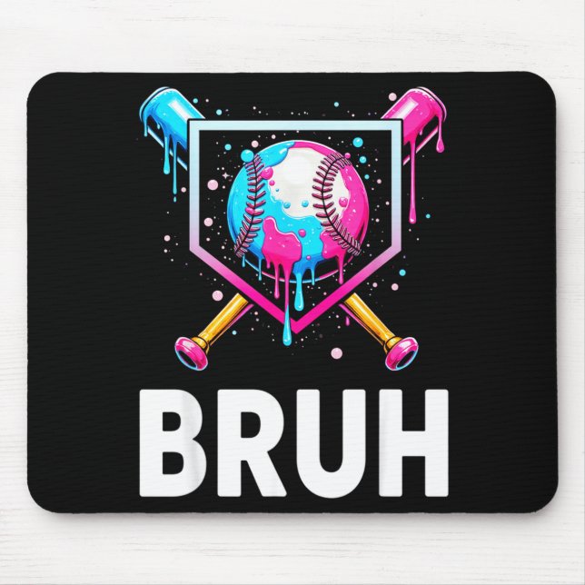 Baseball Drip Funny Bruh Ice Cream Dripng Matching Mouse Mat (Front)