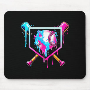 Baseball Drip Funny Ice Cream Dripng Matching Fami Mouse Mat