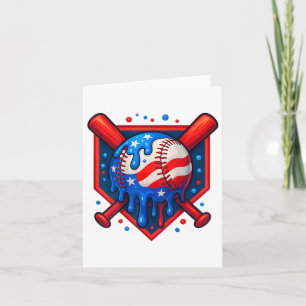 Baseball Drip Ice Cream 4th Of July Usa Flag Card