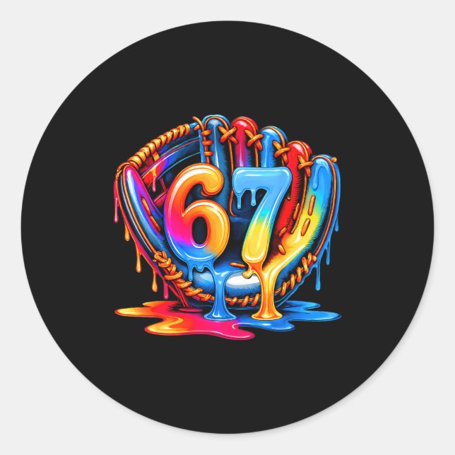 Baseball Drip Ice Cream 67 Baseball Lifestyle 101  Classic Round Sticker (Front)