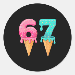 Baseball Drip Ice Cream 67 Baseball Lifestyle 101  Classic Round Sticker