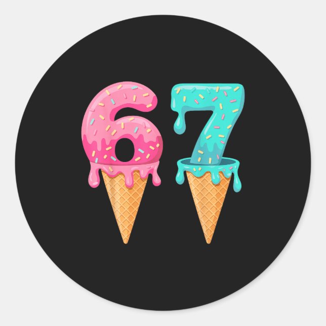 Baseball Drip Ice Cream 67 Baseball Lifestyle 101  Classic Round Sticker (Front)