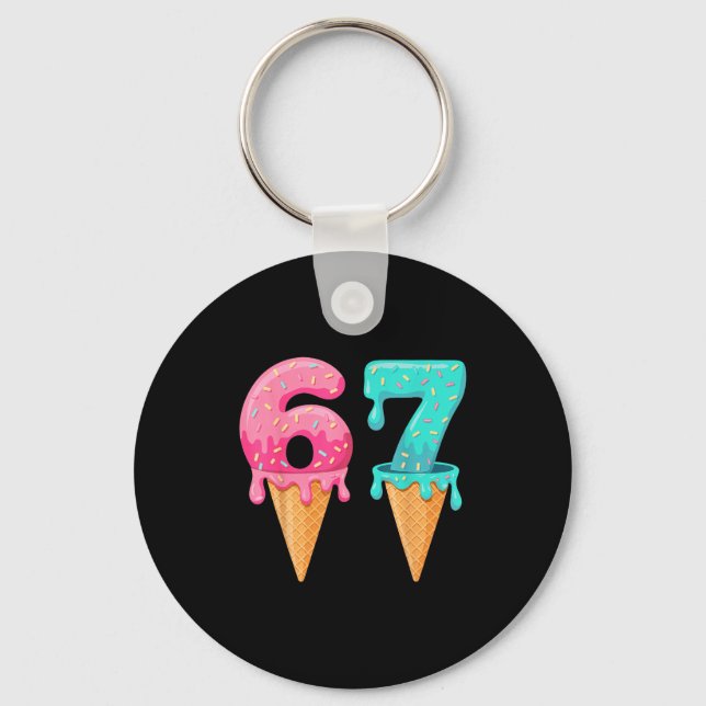 Baseball Drip Ice Cream 67 Baseball Lifestyle 101  Key Ring (Front)
