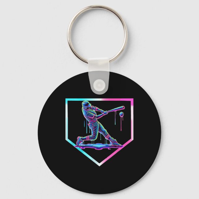 Baseball Drip Ice Cream Baseball Home Plate Boys B Key Ring (Front)