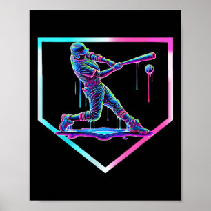 Baseball Drip Ice Cream Baseball Home Plate Boys B Poster