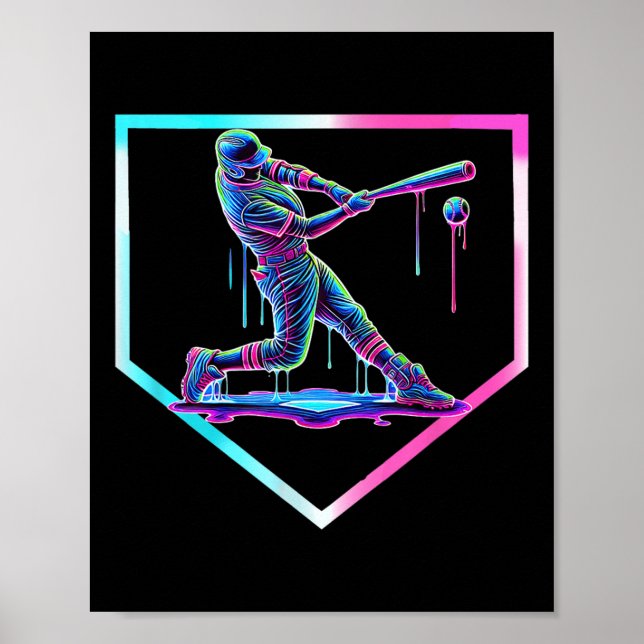 Baseball Drip Ice Cream Baseball Home Plate Boys B Poster (Front)