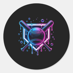 Baseball Drip Ice Cream Bat Kids  Classic Round Sticker